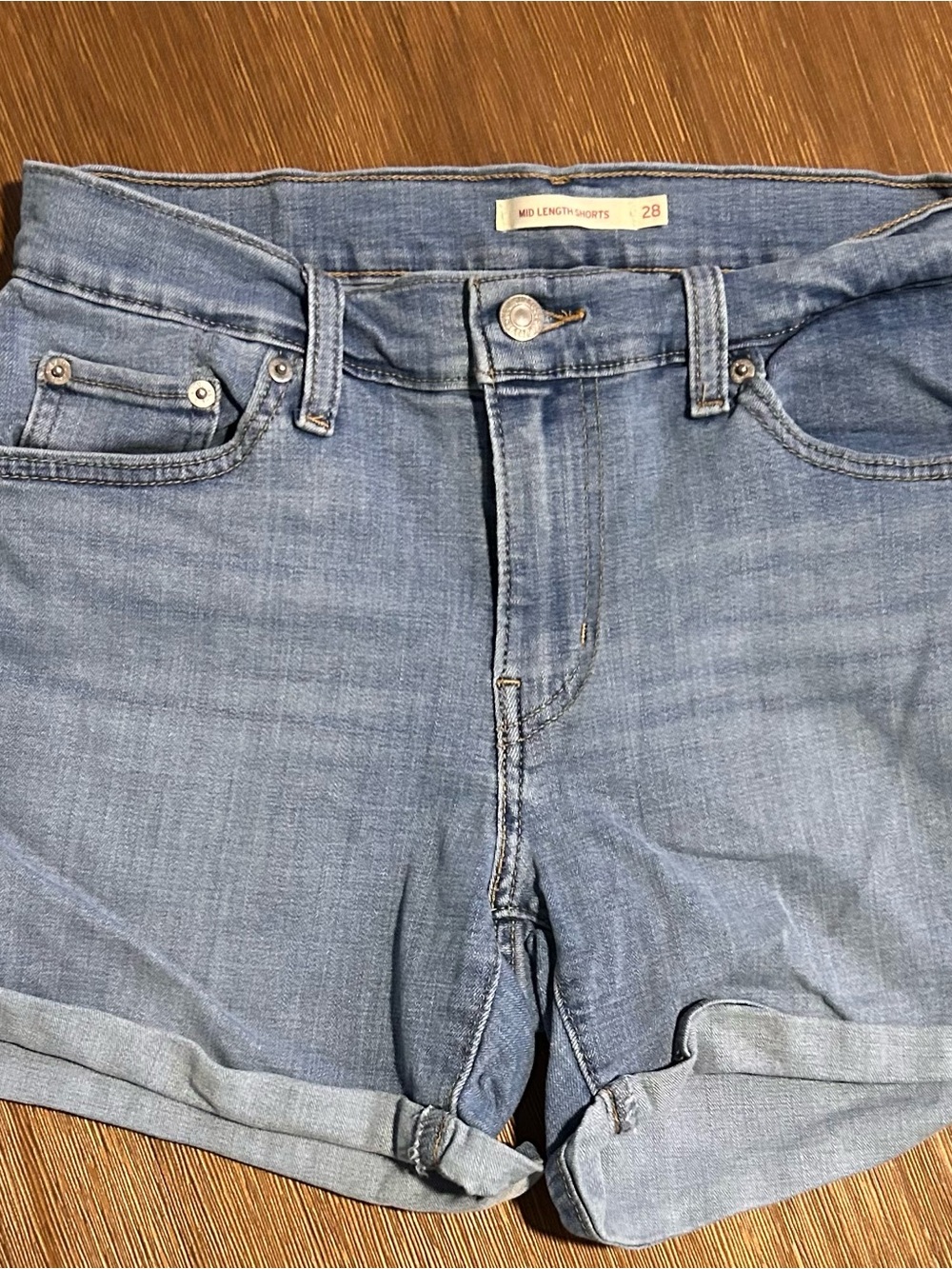 Levi’s Light Wash Denim Rolled Hem Shorts